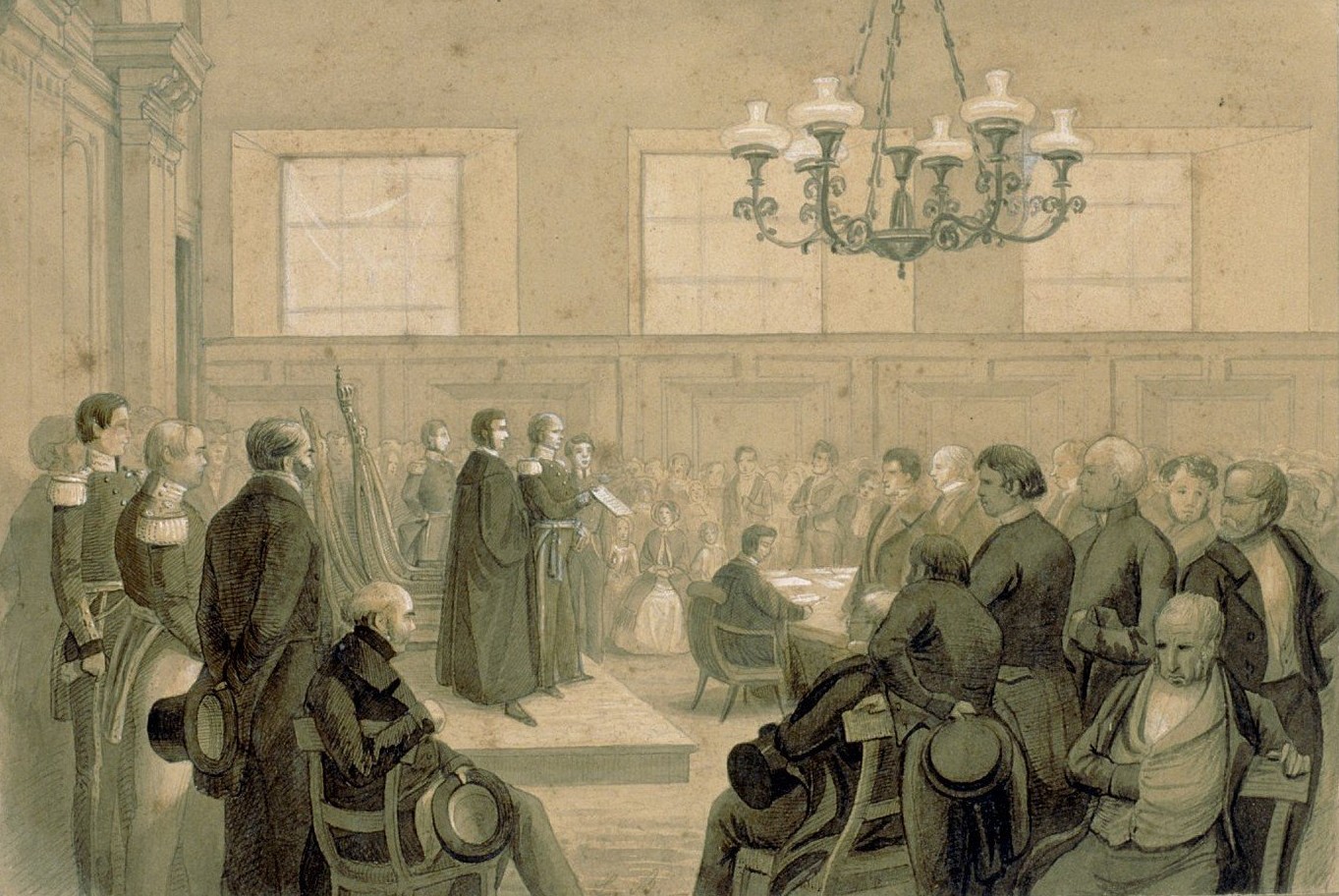 Drawing of the Legislative Council of Van Diemen's Land (Tasmania) 1852
