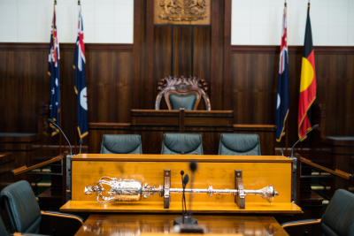 The Mace and the Speaker’s Chair.