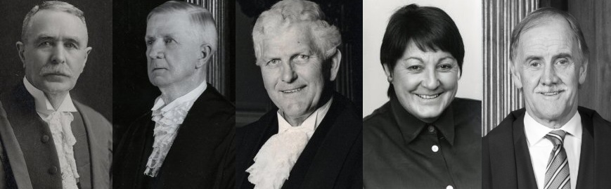 Five former Presidents wearing variations on Presidential garb