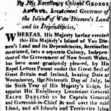 Newspaper clipping of proclamation by Governor Arthur