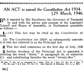 Snippet from the Constitution Act 1946, Tasmania